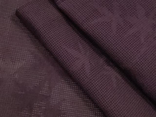 平和屋着物＊夏物　色無地　枝葉紋紗　滅紫色　正絹　逸品　CABJ2535ze