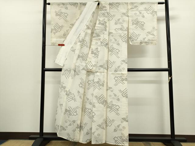 平和屋着物＊夏物　小紋　紗　源氏香草花文　CABJ2537ze