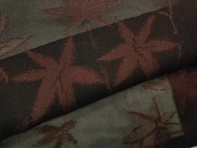 平和屋着物＊夏物　小紋　紗　枝葉文　黒地　正絹　逸品　CABJ2538ze
