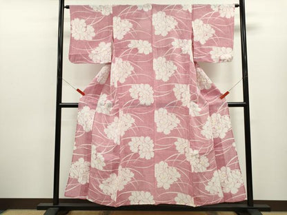 平和屋着物＊夏物　本場小千谷ちぢみ　舞花文　麻　逸品　CABJ2541ze