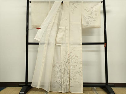 平和屋着物＊夏物　訪問着　紗紬　草花文　ますいわ屋扱い　正絹　逸品　CABJ2546ze