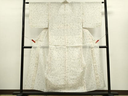 平和屋着物＊夏物　本場大島紬　夏大島　白大島　枝更紗花文　正絹　逸品　CABJ2548ze