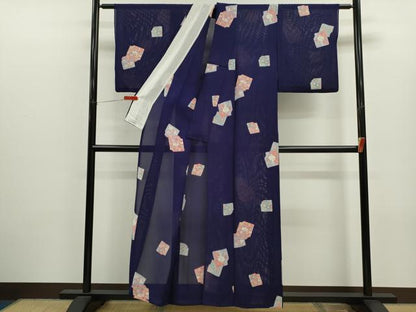 平和屋着物＊夏物　小紋　絽　辻ヶ花　破れ色紙草花文　正絹　逸品　CABJ2550ze