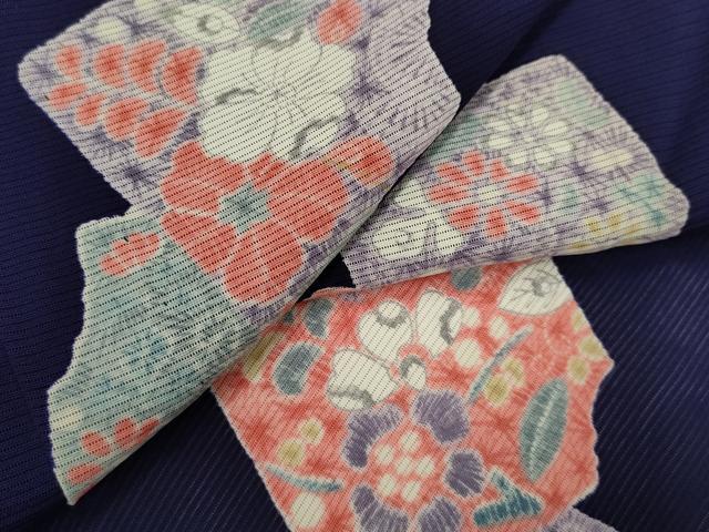 平和屋着物＊夏物　小紋　絽　辻ヶ花　破れ色紙草花文　正絹　逸品　CABJ2550ze