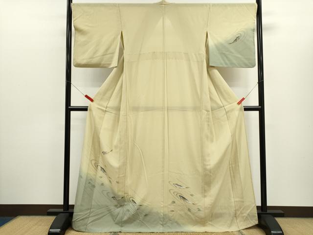 平和屋着物＊夏物　訪問着　絽　手描き　魚　暈し染め　正絹　逸品　CABJ2556ze