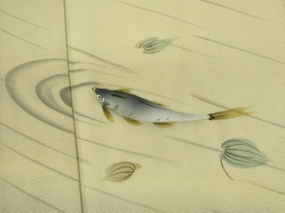 平和屋着物＊夏物　訪問着　絽　手描き　魚　暈し染め　正絹　逸品　CABJ2556ze
