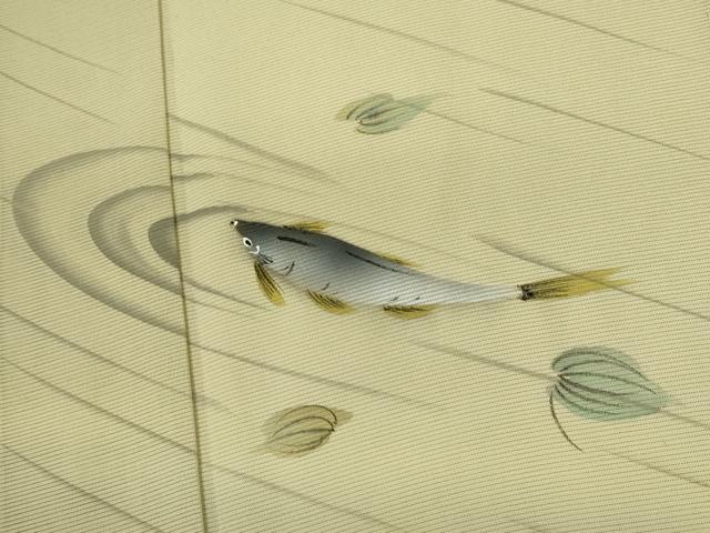 平和屋着物＊夏物　訪問着　絽　手描き　魚　暈し染め　正絹　逸品　CABJ2556ze