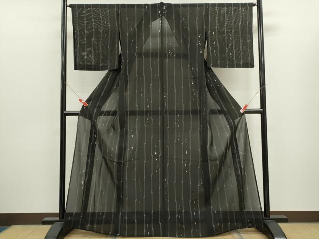 平和屋着物＊夏物　小紋　絽　吉祥文　黒地　正絹　逸品　CABJ2562ze