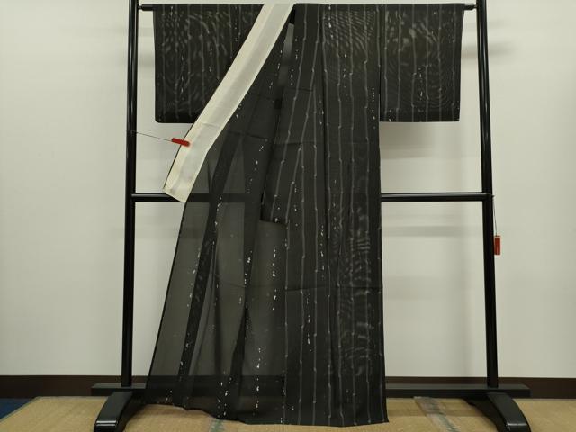 平和屋着物＊夏物　小紋　絽　吉祥文　黒地　正絹　逸品　CABJ2562ze