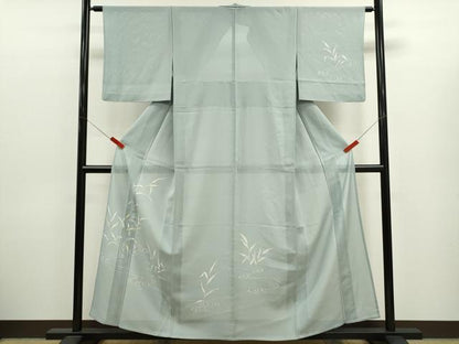 平和屋着物＊夏物　訪問着　絽　流水枝葉文　銀彩　正絹　逸品　CABJ2565ze