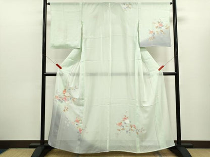 平和屋着物＊夏物　訪問着　絽　枝花文　暈し染め　正絹　逸品　CABJ2569ze