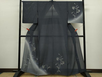 平和屋着物＊夏物　訪問着　絽　百合　暈し染め　金銀彩　正絹　逸品　CABJ2572ze