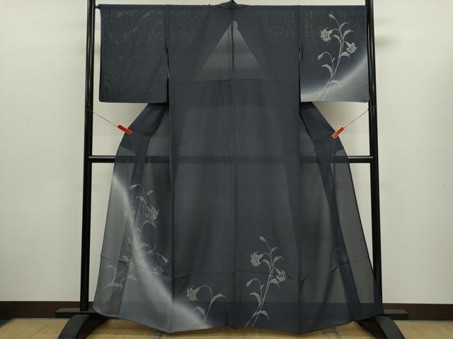 平和屋着物＊夏物　訪問着　絽　百合　暈し染め　金銀彩　正絹　逸品　CABJ2572ze