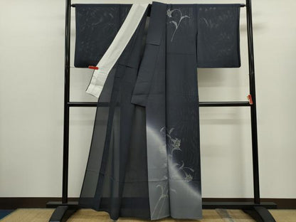 平和屋着物＊夏物　訪問着　絽　百合　暈し染め　金銀彩　正絹　逸品　CABJ2572ze