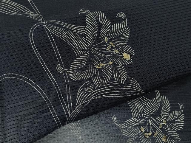 平和屋着物＊夏物　訪問着　絽　百合　暈し染め　金銀彩　正絹　逸品　CABJ2572ze