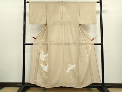 平和屋着物＊夏物　訪問着　絽　手描き　鷺　正絹　逸品　CABJ2576ze