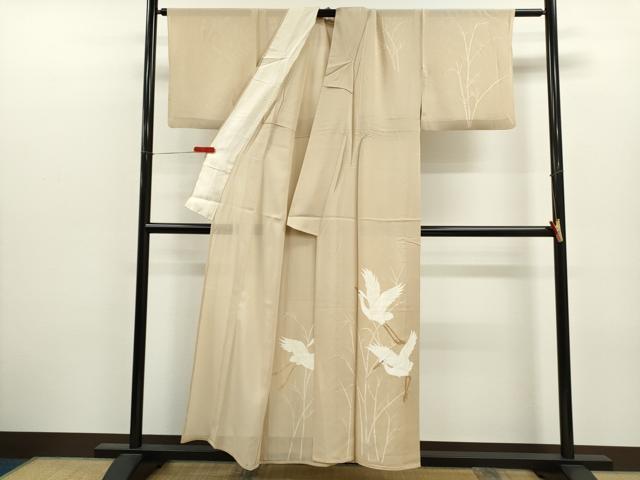 平和屋着物＊夏物　訪問着　絽　手描き　鷺　正絹　逸品　CABJ2576ze
