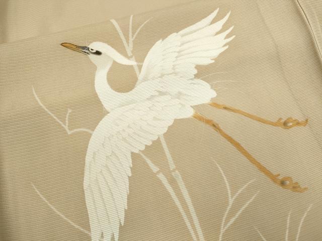 平和屋着物＊夏物　訪問着　絽　手描き　鷺　正絹　逸品　CABJ2576ze