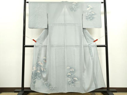 平和屋着物＊夏物　訪問着　絽　刺繍　草木文　暈し染め　正絹　逸品　CABJ2577ze