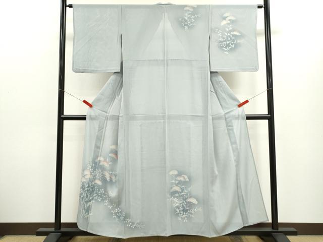 平和屋着物＊夏物　訪問着　絽　刺繍　草木文　暈し染め　正絹　逸品　CABJ2577ze