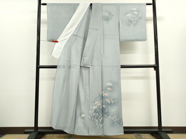 平和屋着物＊夏物　訪問着　絽　刺繍　草木文　暈し染め　正絹　逸品　CABJ2577ze