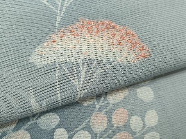 平和屋着物＊夏物　訪問着　絽　刺繍　草木文　暈し染め　正絹　逸品　CABJ2577ze