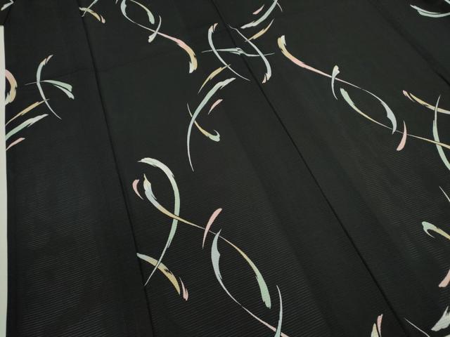 平和屋着物＊夏物　小紋　絽　抽象文　黒地　正絹　逸品　CABJ2579ze
