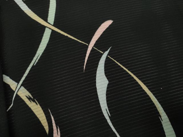 平和屋着物＊夏物　小紋　絽　抽象文　黒地　正絹　逸品　CABJ2579ze
