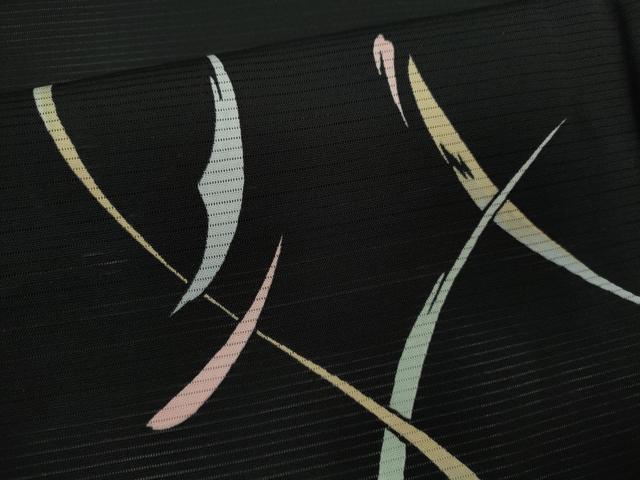 平和屋着物＊夏物　小紋　絽　抽象文　黒地　正絹　逸品　CABJ2579ze