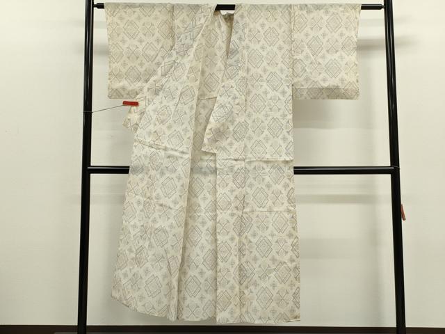 平和屋着物＊夏物　重要無形文化財　越後上布　菱文　苧麻　逸品　CABJ2581ze