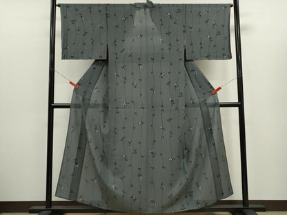 平和屋着物＊夏物　小紋　絽　枝葉文　正絹　逸品　CABJ2585ze