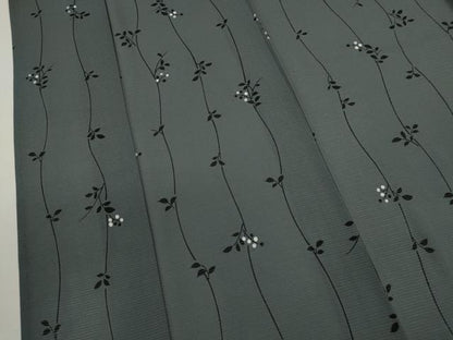 平和屋着物＊夏物　小紋　絽　枝葉文　正絹　逸品　CABJ2585ze