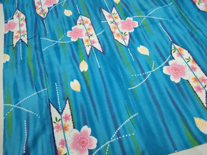 平和屋着物∴夏物　浴衣　矢羽根舞桜文　日本製　綿　逸品　CABJ2587ze