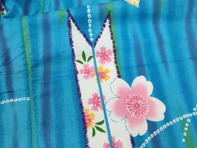 平和屋着物∴夏物　浴衣　矢羽根舞桜文　日本製　綿　逸品　CABJ2587ze