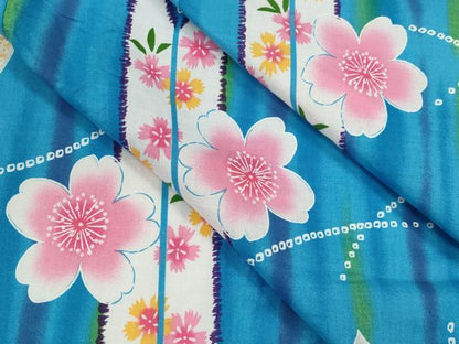 平和屋着物∴夏物　浴衣　矢羽根舞桜文　日本製　綿　逸品　CABJ2587ze