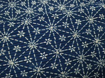 平和屋着物∴夏物　浴衣　綿絽　藍　注染　手縫い　麻の葉花文　逸品　CABJ2589ze