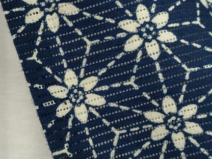平和屋着物∴夏物　浴衣　綿絽　藍　注染　手縫い　麻の葉花文　逸品　CABJ2589ze