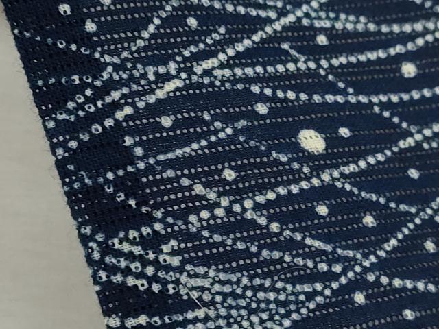 平和屋着物∴夏物　浴衣　綿絽　注染　手縫い　藍　芒　綿　逸品　CABJ2592ze