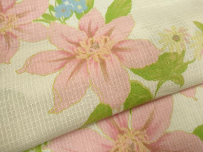平和屋着物∴夏物　浴衣　綿紅梅　草花文　さんび謹製　綿　逸品　CABJ2601ze