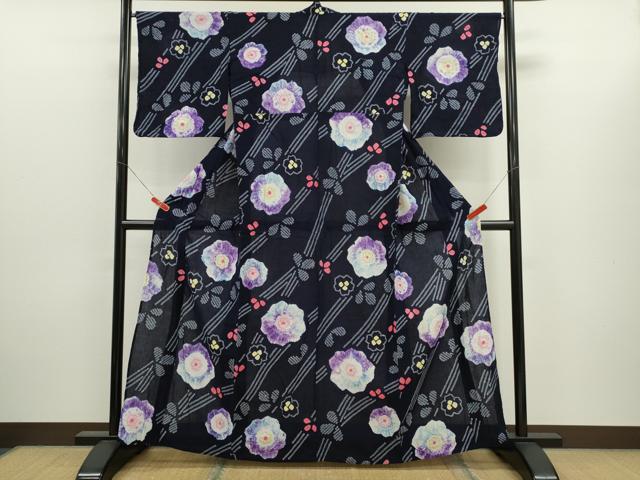 平和屋着物∴夏物　浴衣　有松鳴海絞り　舞花文　綿　逸品　CABJ2603ze