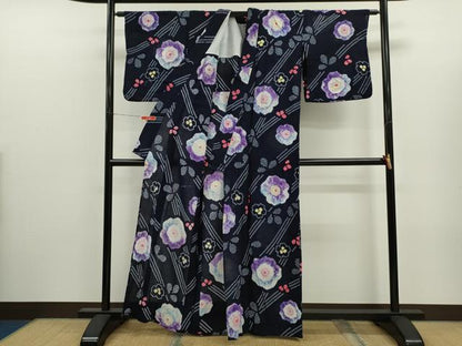 平和屋着物∴夏物　浴衣　有松鳴海絞り　舞花文　綿　逸品　CABJ2603ze