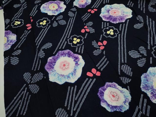平和屋着物∴夏物　浴衣　有松鳴海絞り　舞花文　綿　逸品　CABJ2603ze