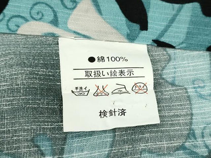 平和屋着物∴夏物　浴衣　ドクロ　薔薇　綿　逸品　CABJ2604ze
