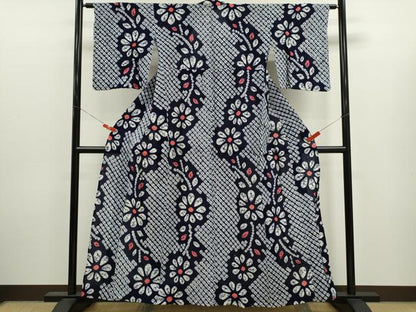 平和屋着物∴夏物　浴衣　有松鳴海絞り　舞花文　綿　逸品　CABJ2605ze