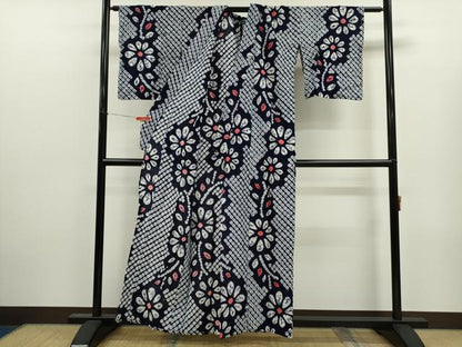 平和屋着物∴夏物　浴衣　有松鳴海絞り　舞花文　綿　逸品　CABJ2605ze