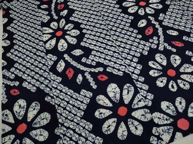 平和屋着物∴夏物　浴衣　有松鳴海絞り　舞花文　綿　逸品　CABJ2605ze