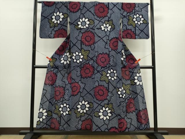 平和屋着物∴夏物　浴衣　有松鳴海絞り　舞花文　綿　逸品　CABJ2619ze