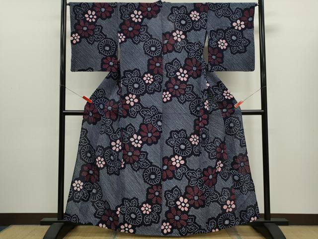 平和屋着物∴夏物　浴衣　有松鳴海絞り　草花文　綿　逸品　CABJ2621ze