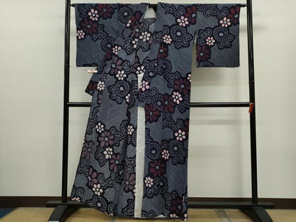 平和屋着物∴夏物　浴衣　有松鳴海絞り　草花文　綿　逸品　CABJ2621ze