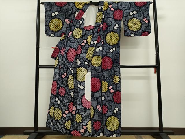 平和屋着物∴夏物　浴衣　有松鳴海絞り　唐草文　綿　逸品　CABJ2622ze
